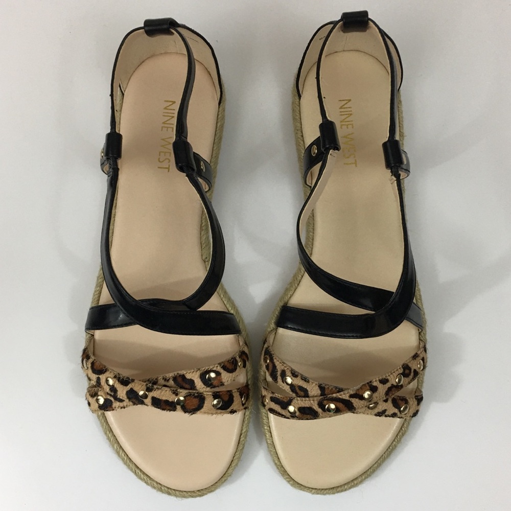Nine West Vilance Black Animal Print Sandals 9M